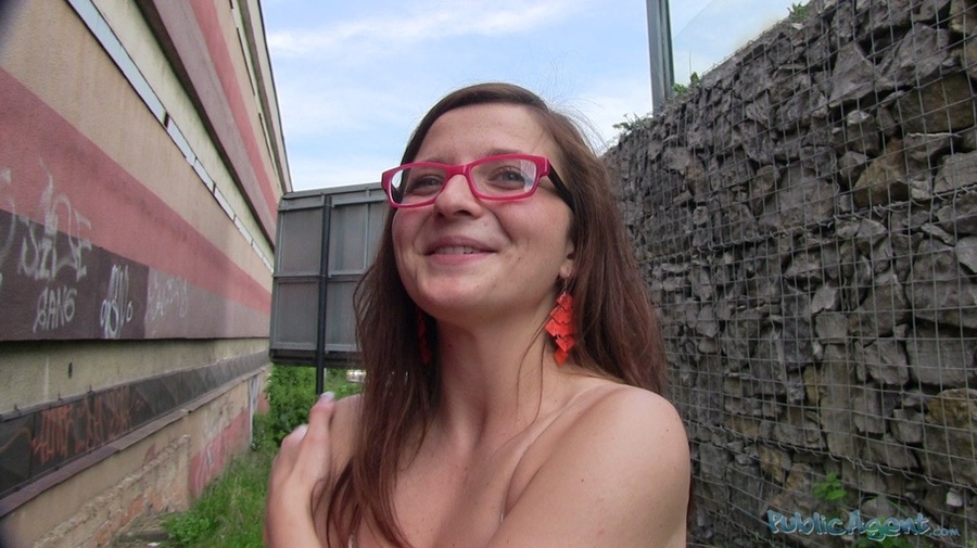Slutty brunette in pink glasses and top rid - XXX Dessert - Picture 3
