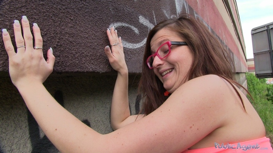 Slutty brunette in pink glasses and top rid - XXX Dessert - Picture 4