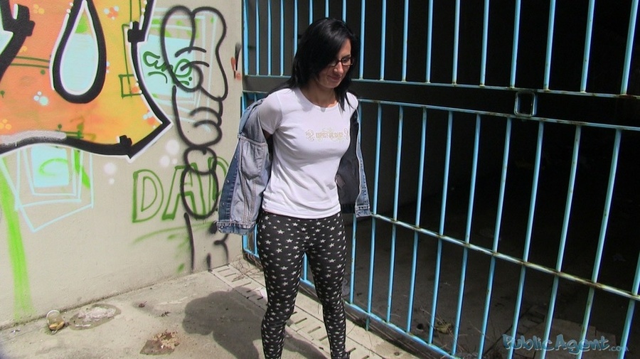 Dark hair babe in jeans jacket and white to - XXX Dessert - Picture 5