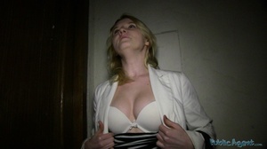 Horny blonde in stripped top and white j - Picture 6