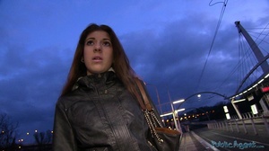 Lovely brunette in black coat blows dick - Picture 2