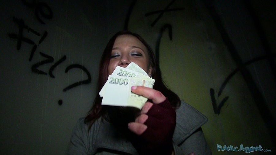 Brunette in brown coat and blue top sucks c - XXX Dessert - Picture 7