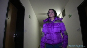 Dark hair babe in purple jacket  and whi - Picture 3