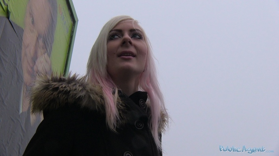 Slim blonde in black coat and lingerie stri - XXX Dessert - Picture 2