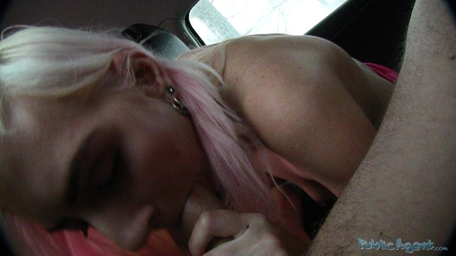 Slim blonde in black coat and lingerie stri - XXX Dessert - Picture 13