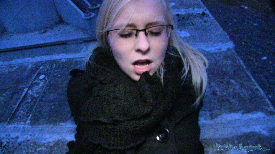 Hot blonde in glasses and black coat blows  - XXX Dessert - Picture 15