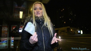 Naughty blonde in black coat sucks and f - Picture 2