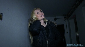 Naughty blonde in black coat sucks and f - Picture 4