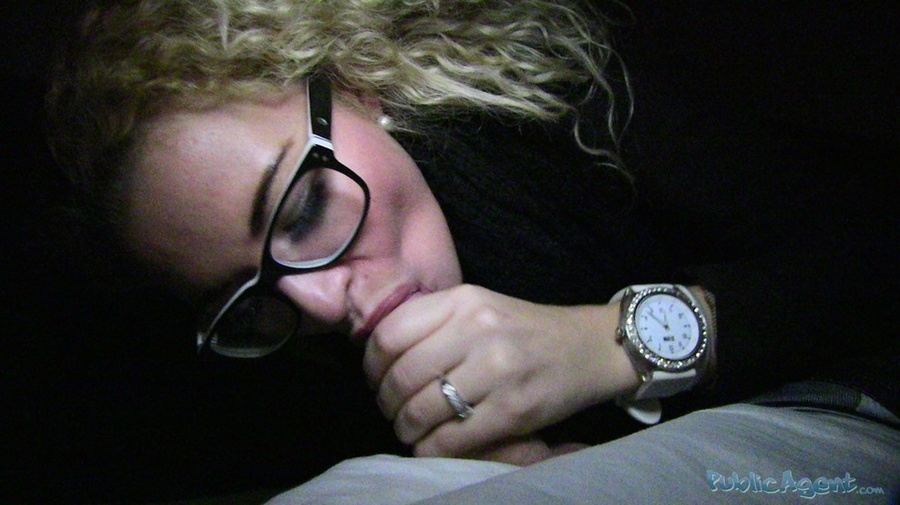 Curly hair blonde in glasses blows cock and - XXX Dessert - Picture 4