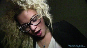 Curly hair blonde in glasses blows cock  - XXX Dessert - Picture 13