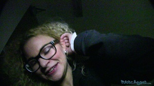 Curly hair blonde in glasses blows cock  - XXX Dessert - Picture 16
