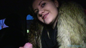 Tattooed brunette in fur coat blows and  - Picture 6