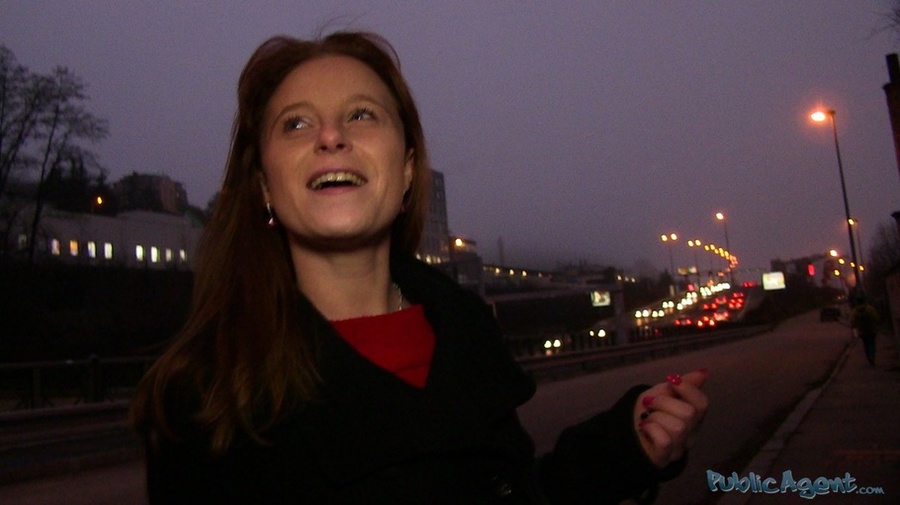 Brunette in black coat and red top flaunts  - XXX Dessert - Picture 3