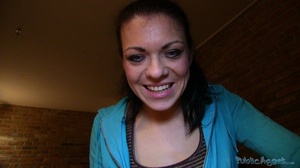 Fresh brunette in blue jacket and pants  - XXX Dessert - Picture 16