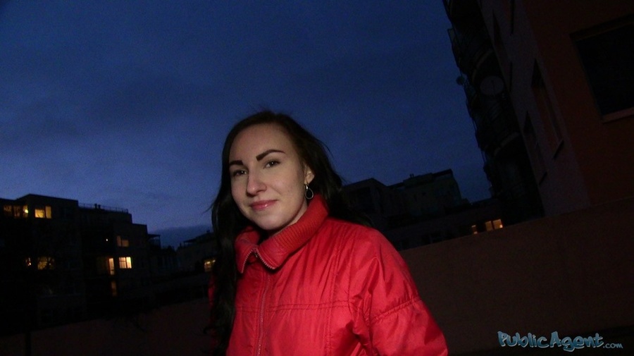 Brunette in red jacket and black top fills  - XXX Dessert - Picture 1