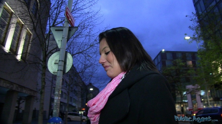 Brunette in black coat and pink bra sucks a - XXX Dessert - Picture 1