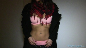 Brunette in black outfit and pink linger - XXX Dessert - Picture 4