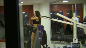 Hot sexy brunette in black working out i - Picture 1