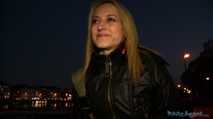 Blonde in blue jeans and black coat take - XXX Dessert - Picture 2