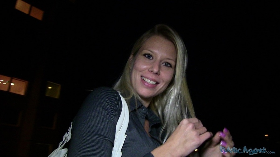 Blonde in black top and pink bra shows tits - XXX Dessert - Picture 1