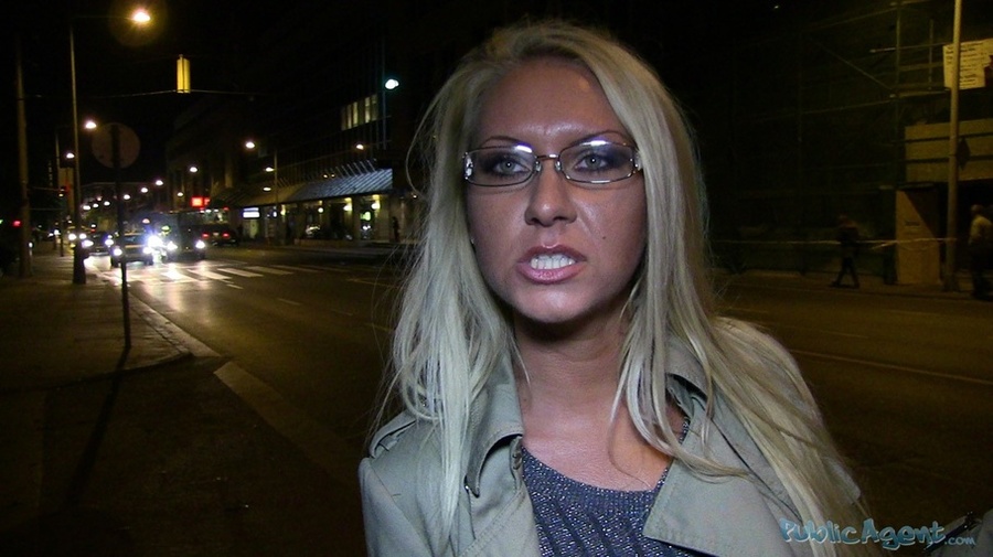 Blonde in glasses, grey top and brown coat  - XXX Dessert - Picture 3