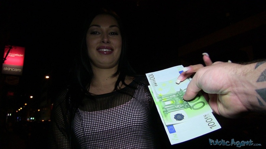 Pretty brunette in black net top and blue l - XXX Dessert - Picture 3