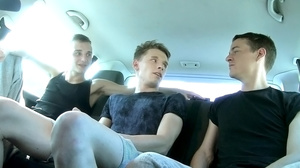 Three randy guys in car suck and fuck as - Picture 4
