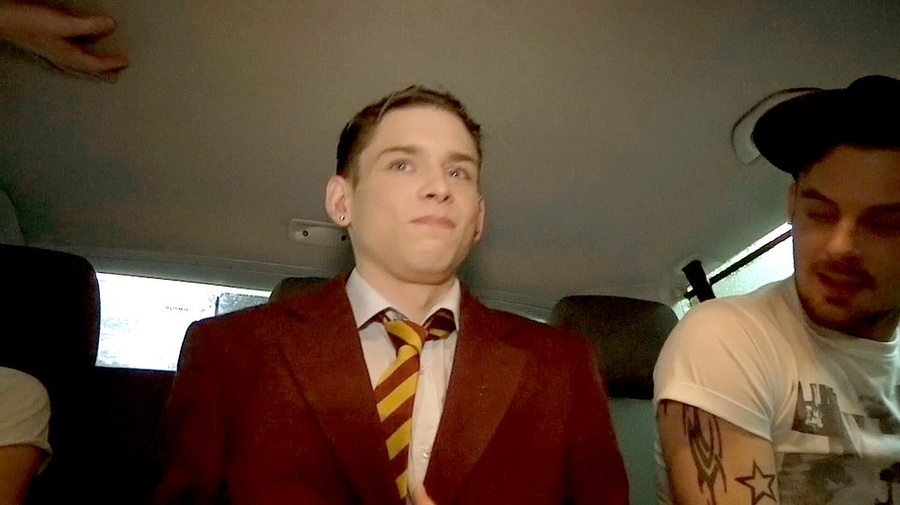 Pierced guy in red suit picked by two guys  - XXX Dessert - Picture 2