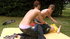 Two friends and a guy strip to suck dicks and fuck tight ass outdoors