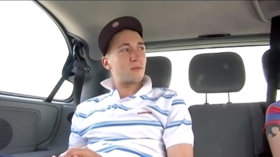 Two dudes in car pick cute guy for cock suc - XXX Dessert - Picture 1