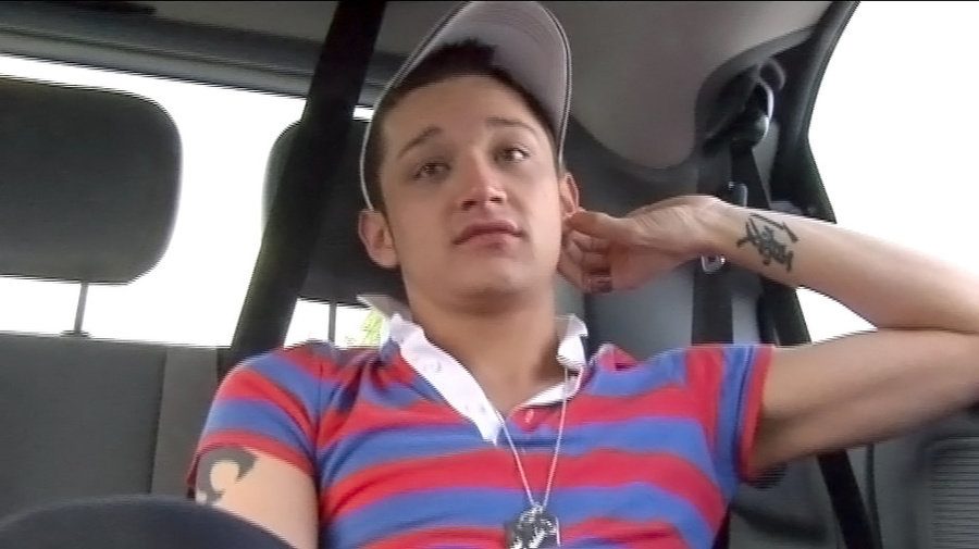 Cute boys sucking in a car