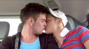 Two dudes in car pick cute guy for cock  - Picture 5