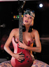 A lovely rocker blonde with a guitar double penetration on a stage