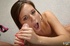 Lady with natural tits rubs her clit while jacking off her man.