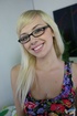 Nerdy looking babe in glasses sucks thick dick before swallowing its cum.