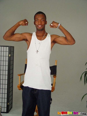 Slim ebony man shows off his muscles and - XXX Dessert - Picture 2