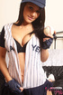 Booby and sporty baseball teen babe strips everything and gets naked.