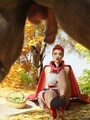Red riding hood gets stopped by Wolf on - Picture 1