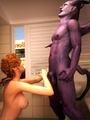 Brunette gets fucked by a hung purple - Picture 4