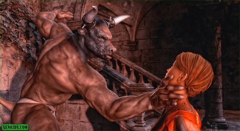 Brunette brings a minotaur statue to life to get - Picture 2