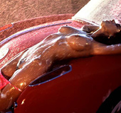 Dark hair seductress shows hairy cunt and cute tits then washes herself