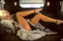Sexy blonde charmer in white fur coat shows soft round tits and ass in