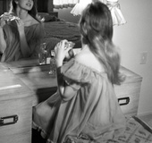 Delicious shaped brunette strips to reveal cute ass and tits in room and