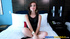 Young slut in orange panties and leopard dress natural sucks a huge pole