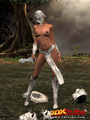 Ebony warrior takes off her armor and - Picture 2