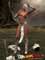 Ebony warrior takes off her armor and - Picture 3