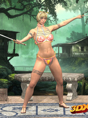 Warrior princess strips on a bench and teases her - Picture 2