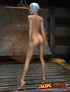 Slender chick is naked in the warehouse and shows her perfect tits.