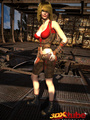 Steampunk babe in red strips and shows - Picture 1