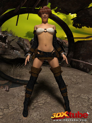 Post apocalyptic sexy babe with hot bod strips on - Picture 2